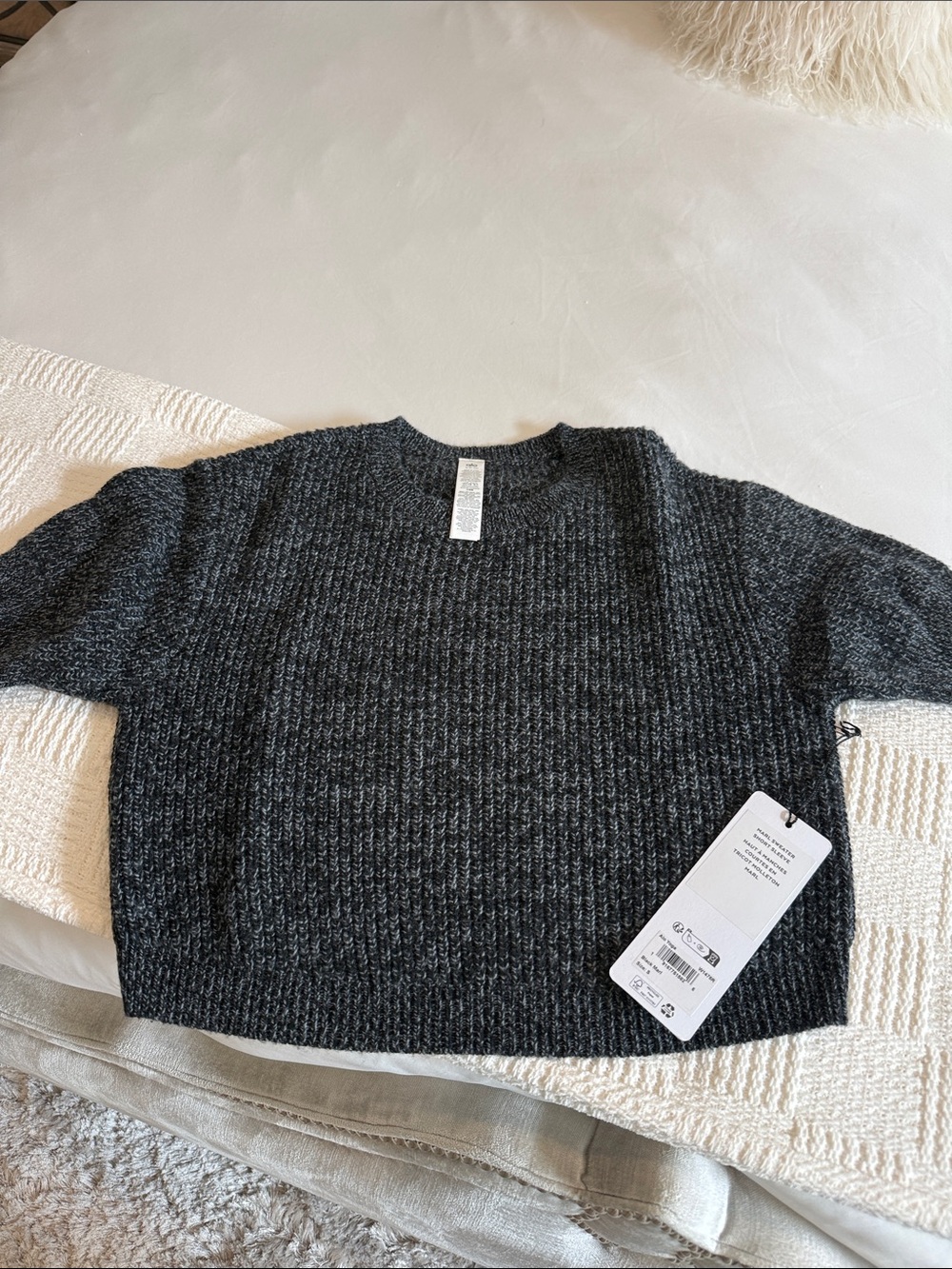 ALO Yoga Dark Charcoal Ribbed Crewneck Sweater